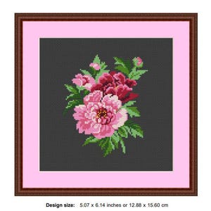 Peonies Cross Stitch Pattern. Beginner Counted Cross Stitch PDF. Peony. Decor Pattern. DIY Pattern