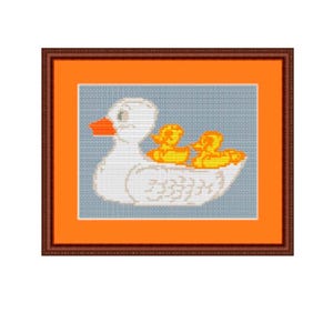 Mum Duck And Little Ducklings Counted Cross Stitch Pattern. Baby DuckPDF Instant Download. Pattern. Kitchen Decor Pattern.