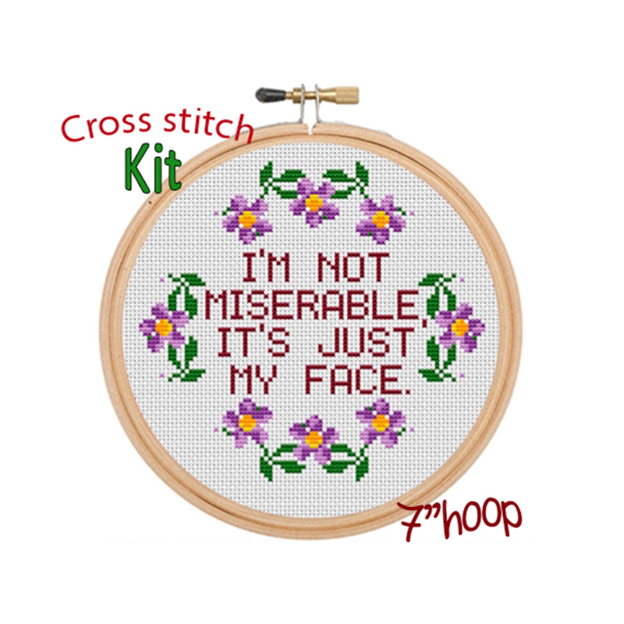 Im Not Miserable Its Just My Face Cross Stitch Kit. Modern Cross Stitch ...