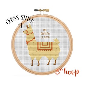 No Drama Llama Cross Stitch Kit. Funny Quote Kit. Funny Saying Cross Stitch Kit. Llama Cross Stitch Kit.