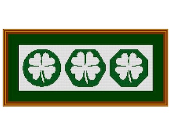 Lucky Clover Cross Stitch Pattern, Beginner Irish Shamrock (PDF Download)
