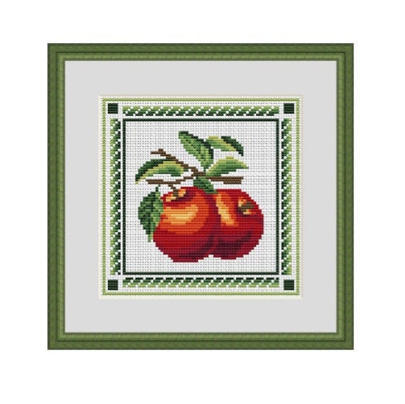Apples Cross Stitch Pattern.apple Cross Stitch Pattern. Fruits Etsy