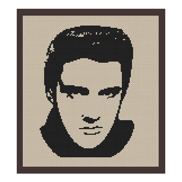 Elvis Presley Counted Cross Stitch Pattern.  PDF Instant Download.  Begginers Pattern.