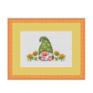 Lovely Garden Gnome Cross Stitch Pattern. PDF Instant Download. Garden Gnome Begginer Pattern. Home Decor Cross Stitch Pattern.