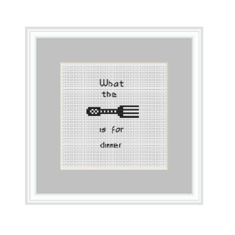 Gift Idea. Funny Kit.Beginner Cross Stitch Embroidery DIY Funny Cross Stitch Pattern What The Fork Is For Dinner Cross Stitch Kit