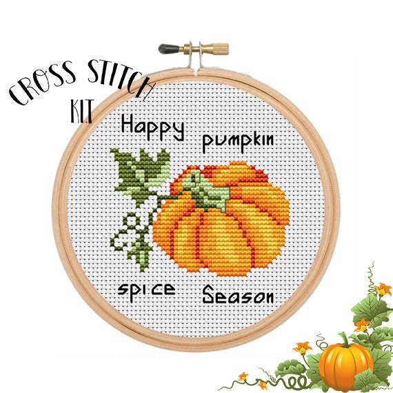 Halloween Cross Stitch Kit. Happy Pumpkin Spice Season Kit. Pumpkin Cross  Stitch Kit. Beginner Cross Stitch Kits. Funny Cross Stitch Kit. 