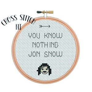 Jon Snow Cross Stitch Kit, Beginner Funny Game of Thrones DIY