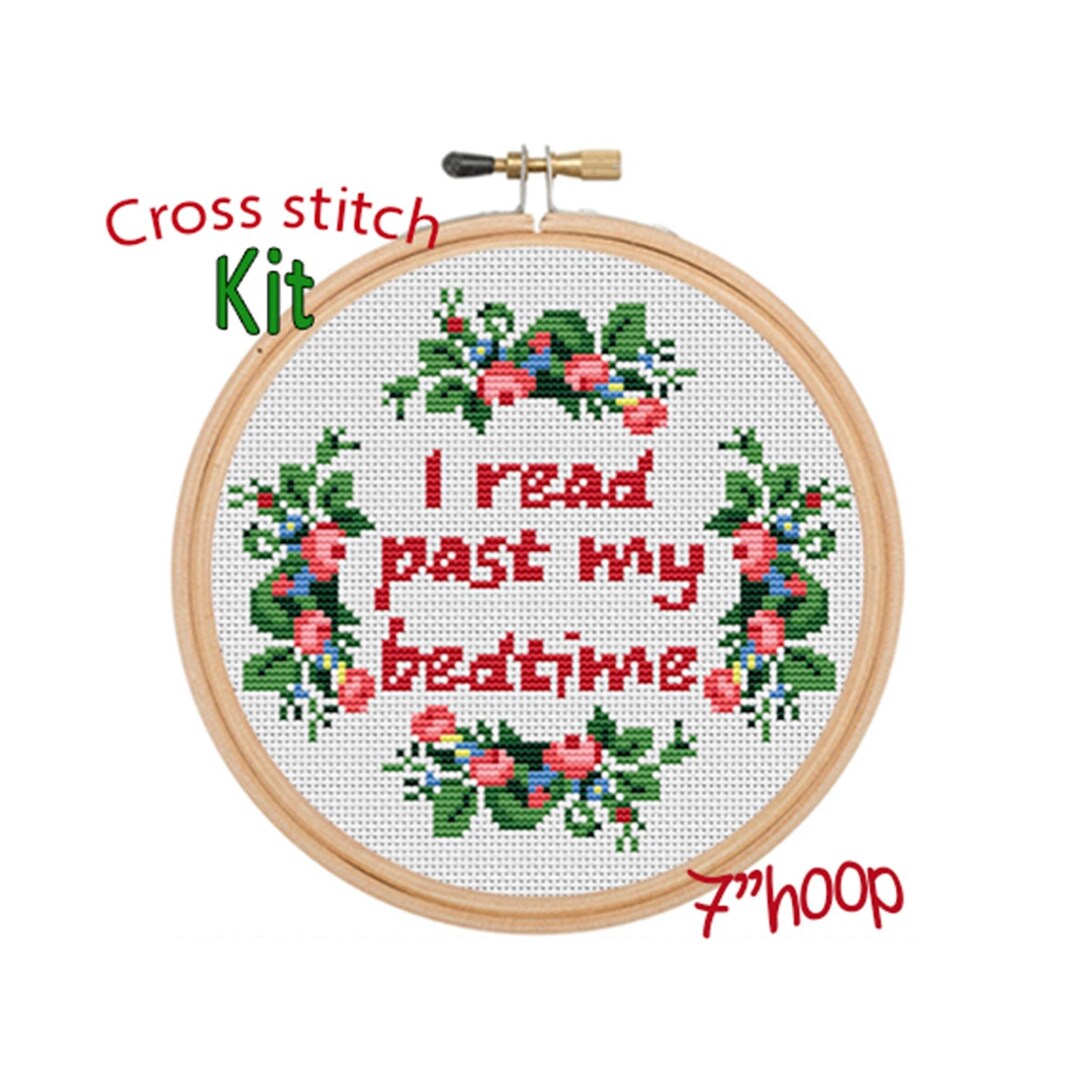 I Read Past My Bedtime Cross Stitch Kit. Modern Cross Stitch Pattern ...