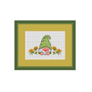 Funny Garden Gnome Cross Stitch Pattern. PDF Instant Download. Garden Gnome Begginer Pattern. Home Decor Cross Stitch Pattern.
