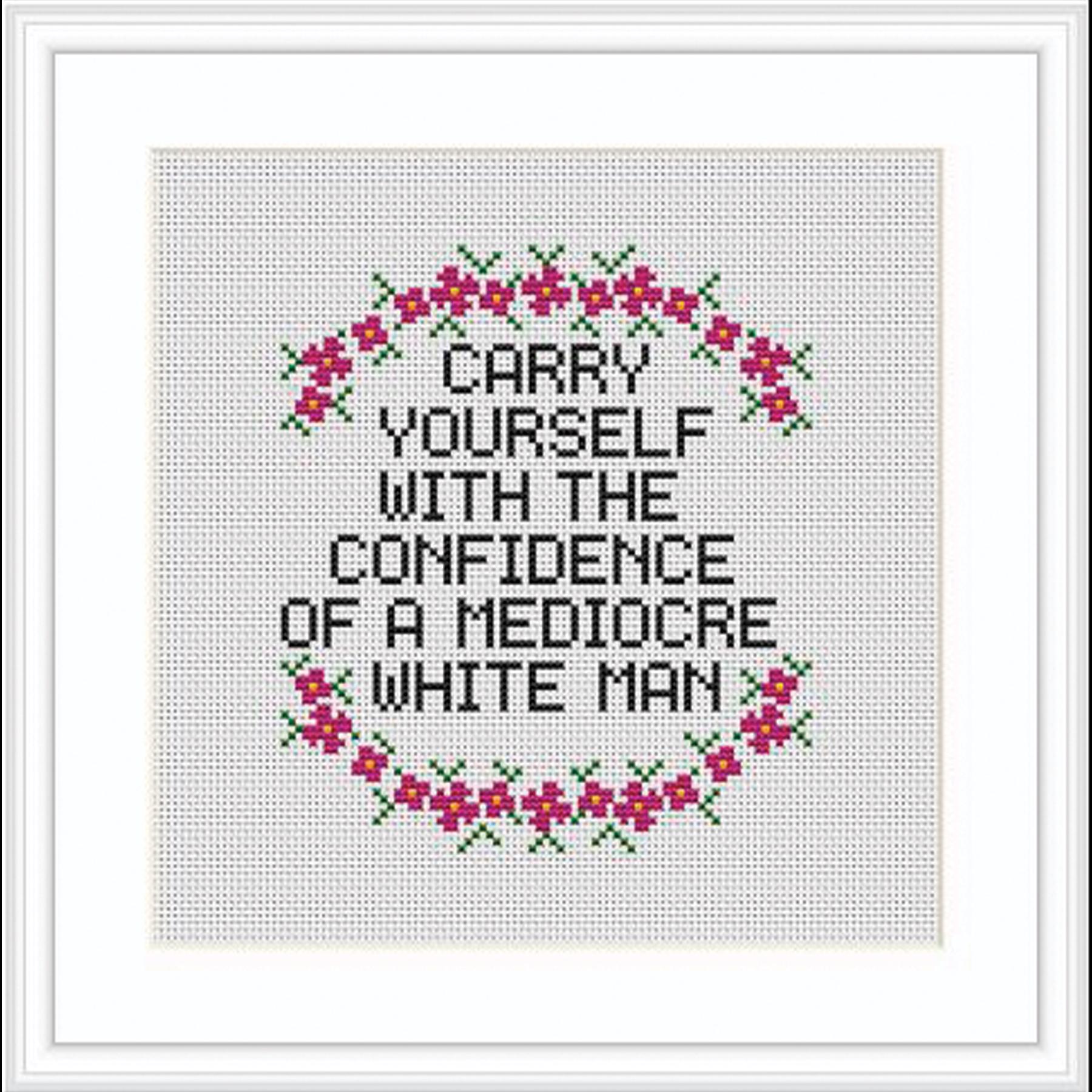 Carry yourself with the confidence of a mediocre white man Cross Stitch Pattern Subversive Snarky Cross Stitch Modern Design PDF pattern