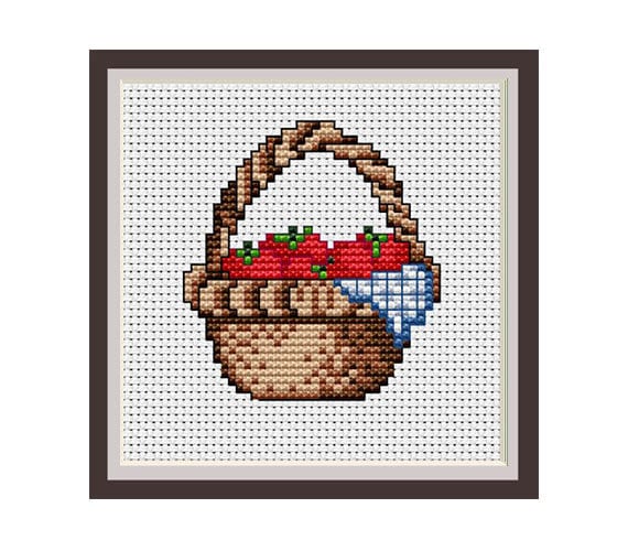Strawberry Basket Counted Cross Stitch Pattern. PDF Instant | Etsy
