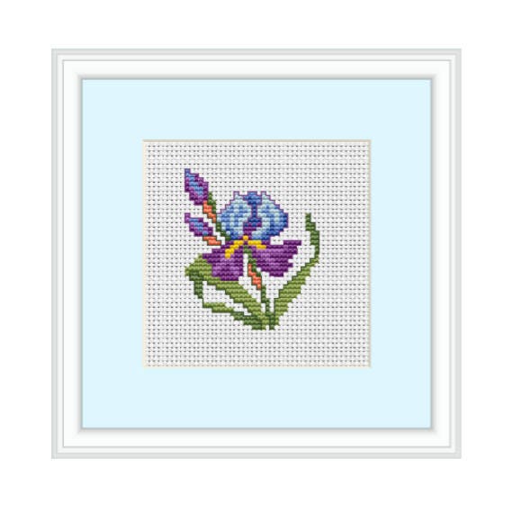 Iris Counted Cross Stitch Pattern. Flower Pattern. PDF Instant Download ...