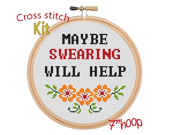 Funny Swearing Cross Stitch Kit: Beginner Embroidery, Modern Subversive Design