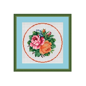 Instant Download Rosen Kreuzstichmuster Zählmuster. Natur. PDF-Decor-Muster.