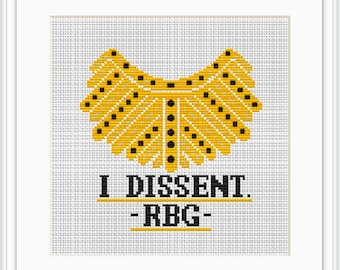 RBG I DISSENT Cross Stitch Pattern: Feminist Collar (PDF Pattern)