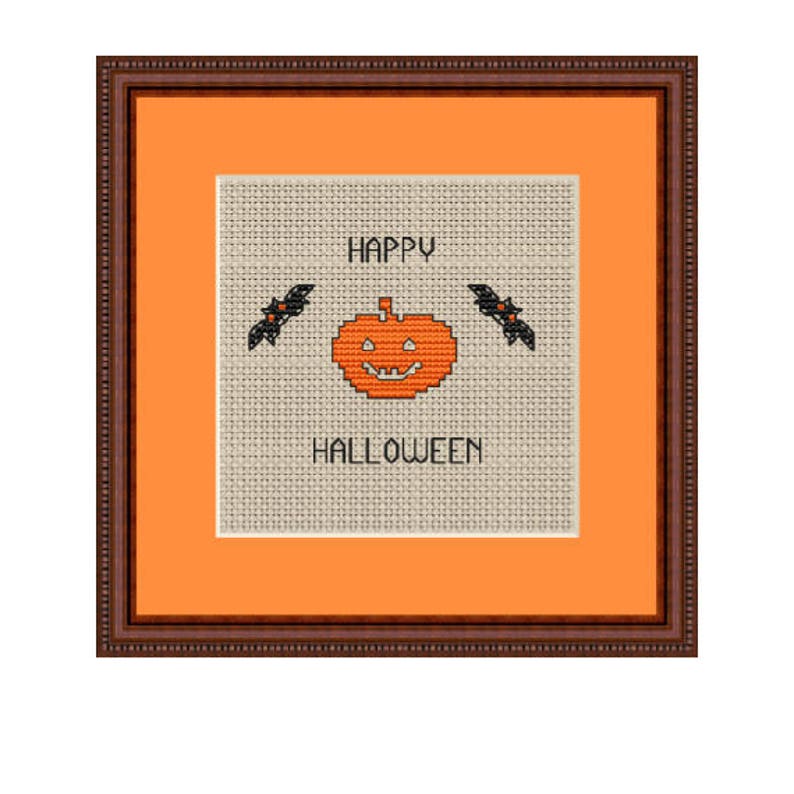 Halloween Cross Stitch. Happy Halloween Cross Stitch Kit. Etsy