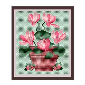 Cyclamen Plant Flower Counted Cross Stitch Pattern. PDF Instant Download. Nature. Decor Pattern. Counted Cross Stitch Patterns.