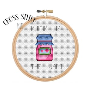 Cross Stitch Kit. Beginner Cross Stitch.Pump Up The Jam.  Funny Cross Stitch. Retro Embroidery. Gift Idea.