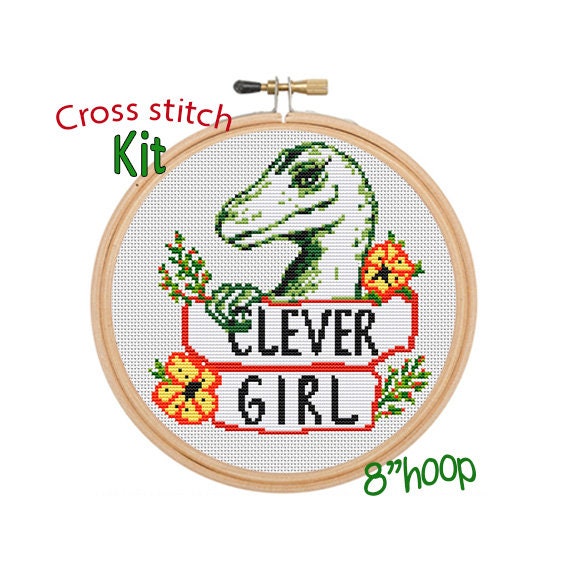 Modern Dinosaur Cross Stitch Bookmark Kit Dinosaur Library Gift Idea for  Book Lovers and Dinosaur Lovers 