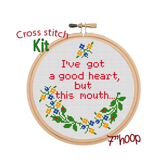 I Ve Got A Good Heart But This Mouse Cross Stitch Kit Etsy