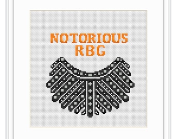 Notorious RBG Cross Stitch Pattern: Feminist Collar (PDF Pattern)