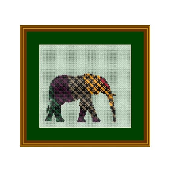 Collage De Elefante-tabla De Punto De Cruz