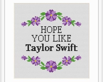 Hope You Like Taylor Swift. Funny Counted Cross Stitch Pattern. Funny Sarcastic Subversive Cross Stitch Kit. Housewarming Gift