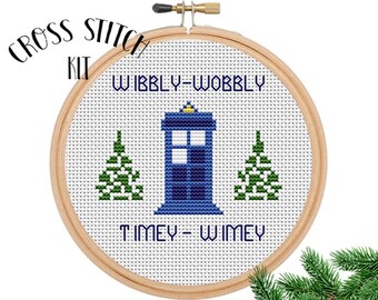 Wibbly-Wobbly. Timey-Wimey. DIY. Cross Stitch. Funny Merry Christmas Cross Stitch Kit. Cross Stitch Set. Funny Cross Stitch. Cute. Winter.