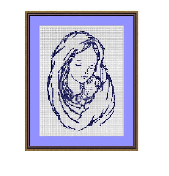 Catholic Mary /& Jesus Madonna DIGITAL Counted Cross Stitch Pattern Needlepoint