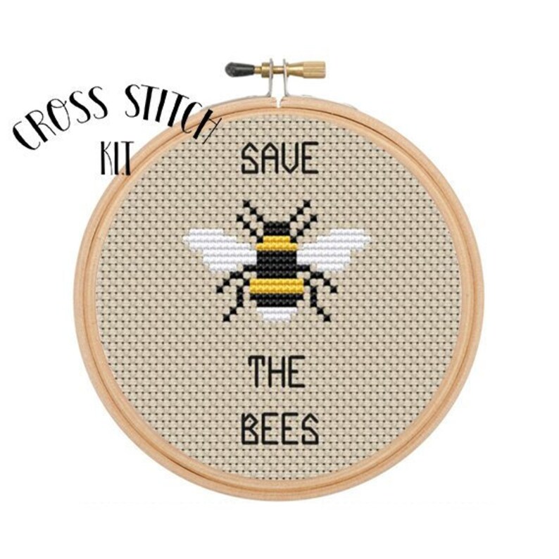Save the Bees Cross Stitch Kit. Bees Cross Stitch Set.the - Etsy