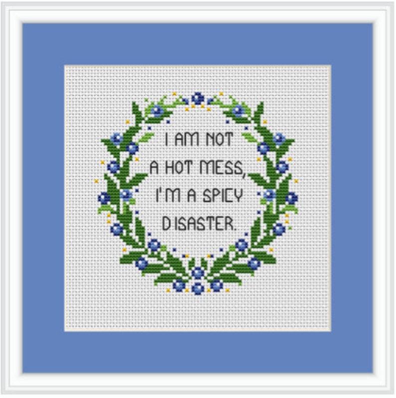 I Am Not A Hot Mess, I'm A Spicy Disaster Cross Stitch Kit. Modern Cross Stitch Pattern. Funny Saying Cross Stitch Kit. Quotes Kit. image 3