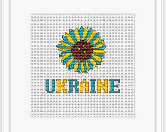 Ukraine. Sunflower. Pray For Ukraine. Stand With Ukraine. No War. Ukraine Cross Stitch Pattern. Heart Cross Stitch Pattern.