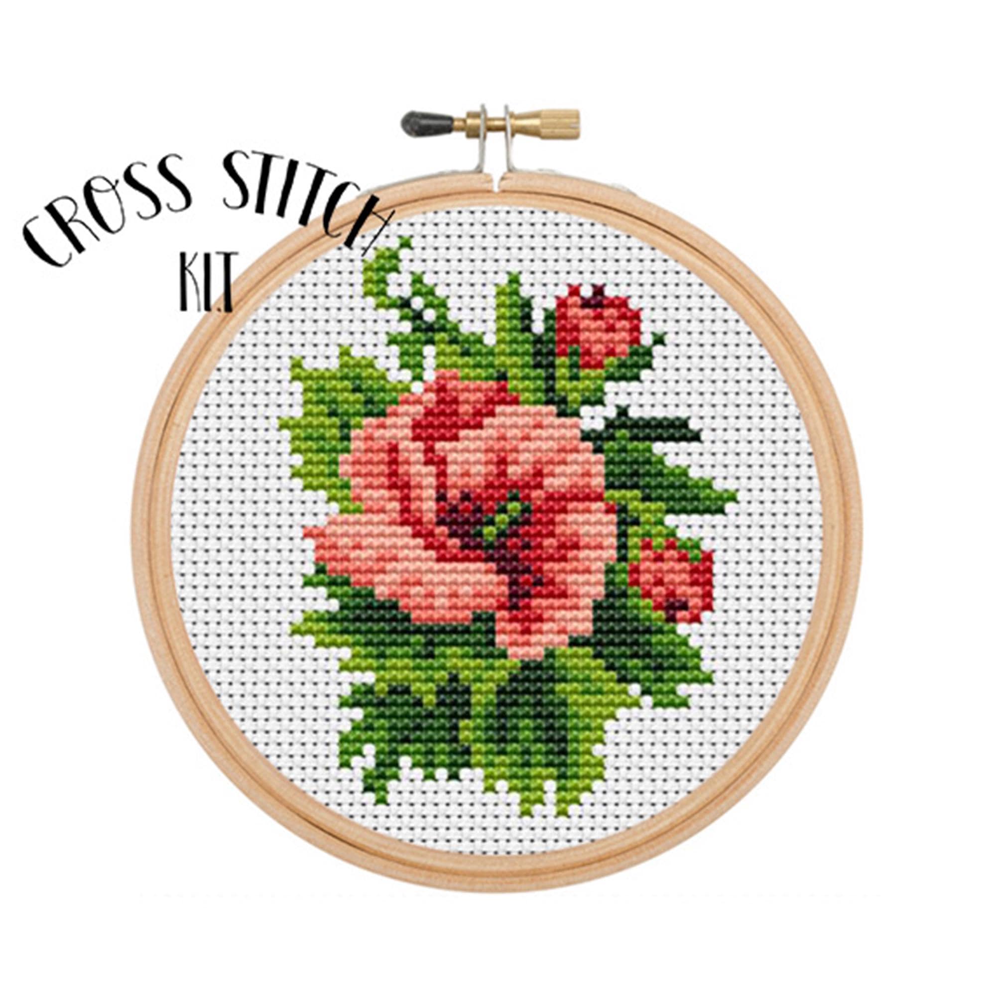 Kit Point De Croix RTO Hibiscus M375 - Modèle Numéroté, 23x23 Cm, Toile Aida 14ct