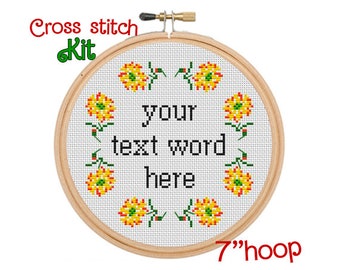 Custom Text Cross Stitch Kit. Mothers Day DIY Your Text Here. Personalized Gift. Cross Stitch Kit. Gift for Her. Gift under 35.