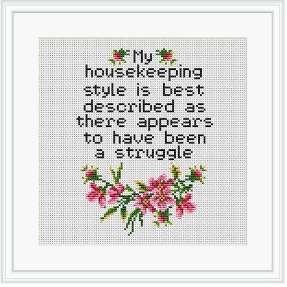 My Housekeeping Style Cross Stitch Kit. Snarky Cross Stitch Etsy