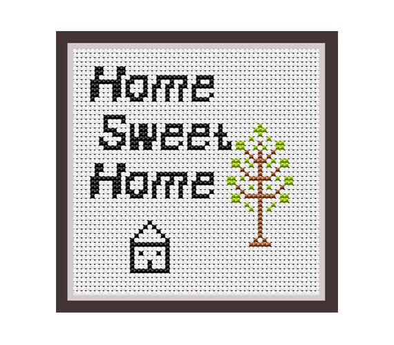 Easy Pattern Home Sweet Home Counted Cross Stitch Pattern Etsy