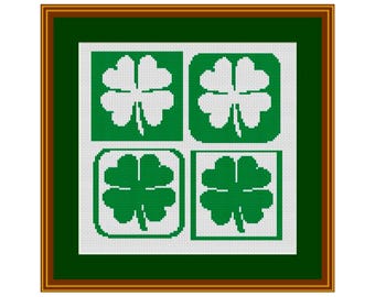 Lucky Clover Cross Stitch Pattern, Beginner Irish Shamrock (PDF Download)