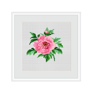 Peony. Cross Stitch Pattern. Peony Flower Beginner Counted Cross Stitch Pattern. Nature. PDF. Peonies Decor Pattern. DIY Pattern