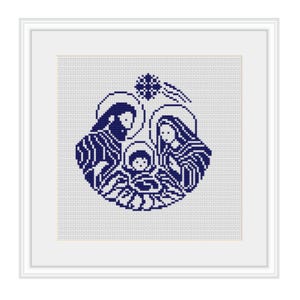 Birth Of Christ Pattern. Holy Family Cross Stitch Pattern. PDF Chart. Christmas Pattern. Christian Cross Stitch.Decor. Quote. Bible. Icon.