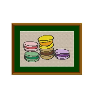 Macaroons Counted Cross Stitch Pattern. French Macaroons. PDF Instant Download. French Pastry. Macaron. French Coockie.