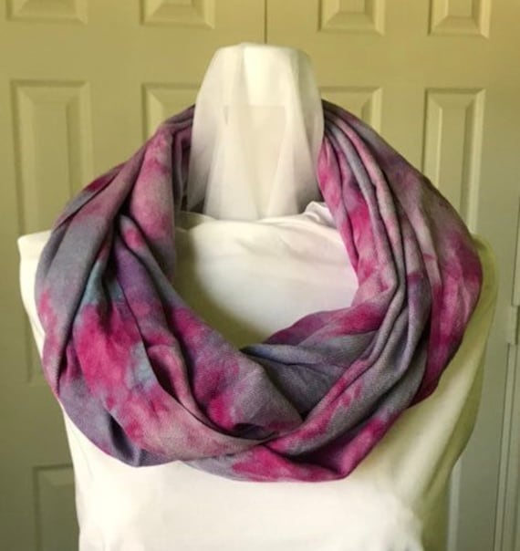 Fuchsia and Blue Ice Dyed Scarf Pink