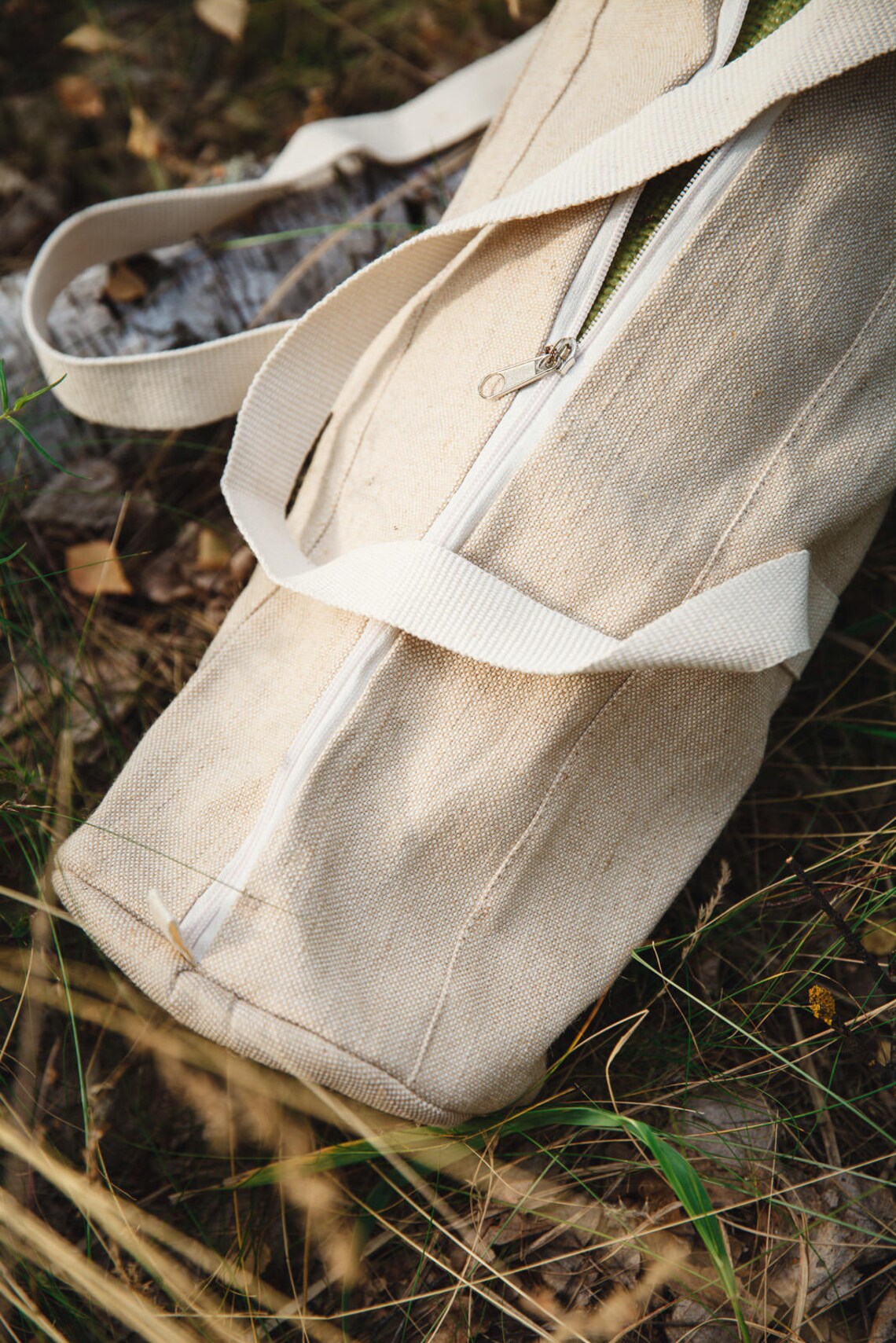 Eco Yoga Mat Bag Natural With Zipper Mat Holder Yoga Bag Etsy