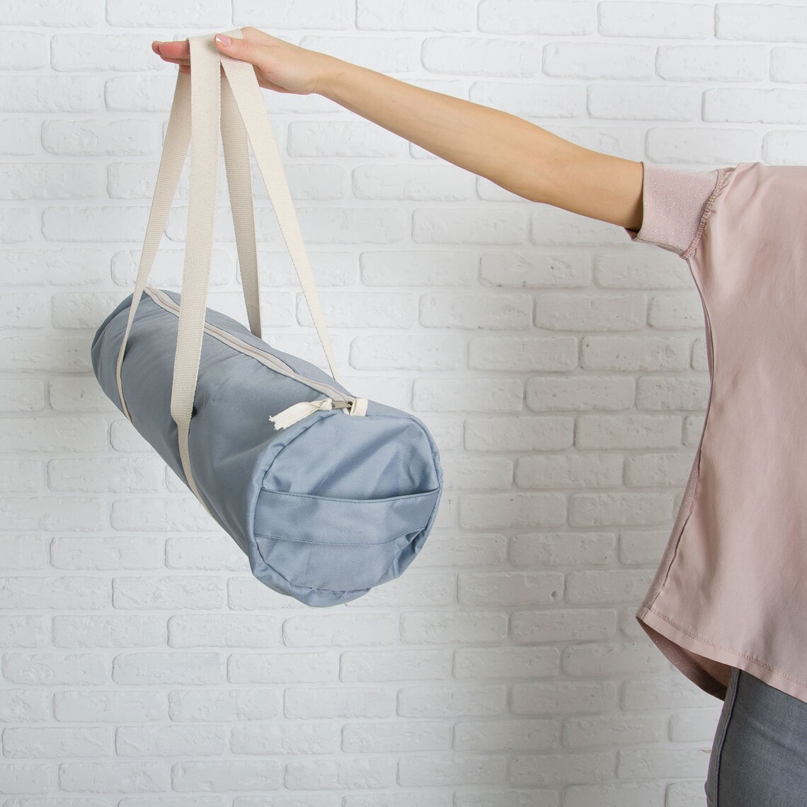 Yoga Mat Bag Mat Holder Silver With Pocket With Zipper Etsy