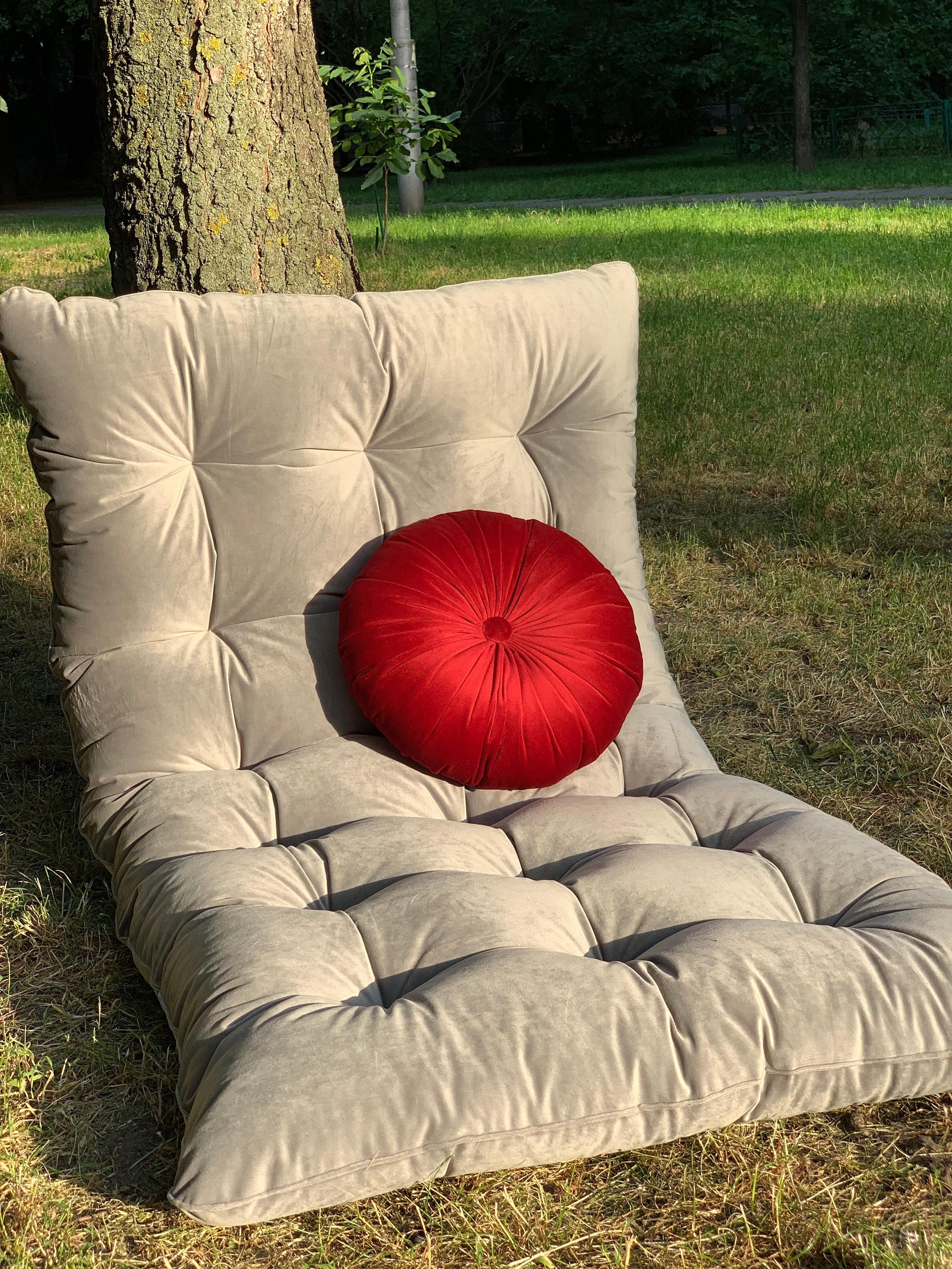 Grey custom size French mattress sofa cushion velvet padded Etsy