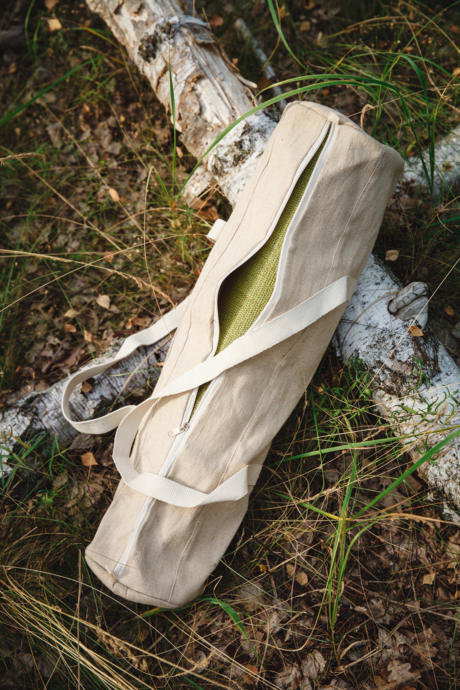 Eco Yoga Mat Bag Natural With Zipper Mat Holder Yoga Bag Etsy