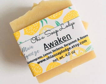 Awaken Lemon Soap || Scented || Energizing Soap || Vegan || Cold Process Soap || Lemon Soap || Gifts for Her