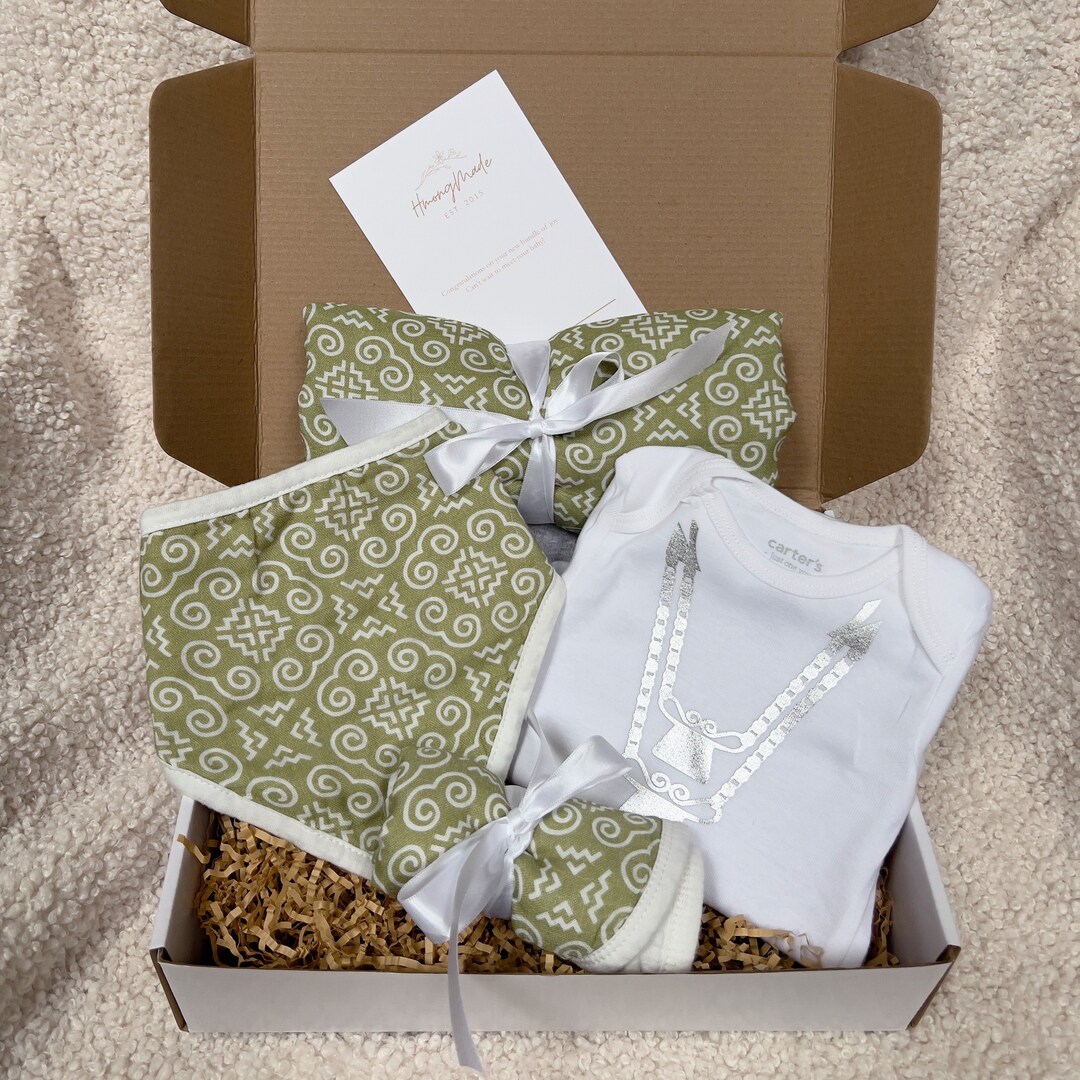 Hmong Pattern Swaddle Gift Box olive Green Etsy