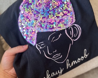 Camiseta morada con lentejuelas estilo Hmong Girl - Adulto
