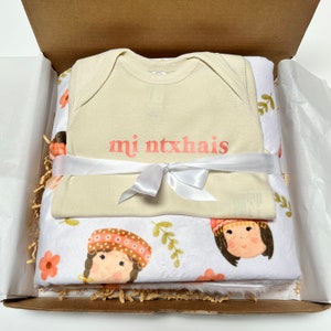 Mi Ntxhais (daughter) Blanket and Infant Bodysuit Bundle