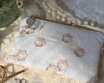 SALE: Hmong Zipper Pull or Classic Zipper Pull (Beige Flowers)